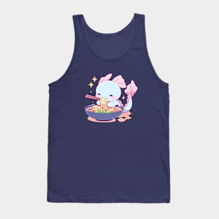 Tiny Axolotl - Adorable Salamander Amphibian Eating Ramen Tank Top